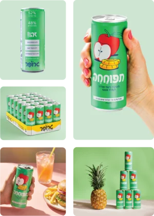 משקה אורגני בפחית מוגז בטעם תפוח אננס
