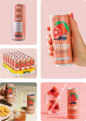 תפוזזה - משקה בפחית מוגז אורגני בטעם תפוז דם ודומדמניות